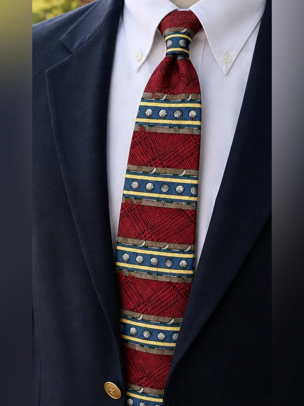 Vintage Payne Stewart Golf Tie 100% Silk Made in USA Red Novelty Necktie